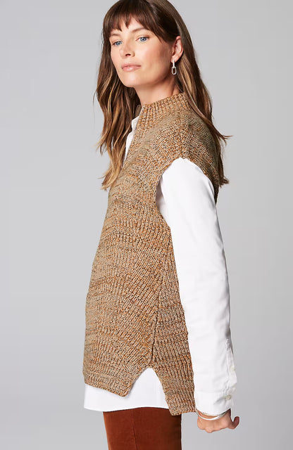 Rib-Textured Marled Sweater-Vest