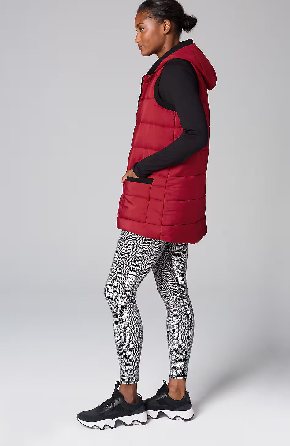 Fit Rib-Trimmed Hooded Puffer Vest