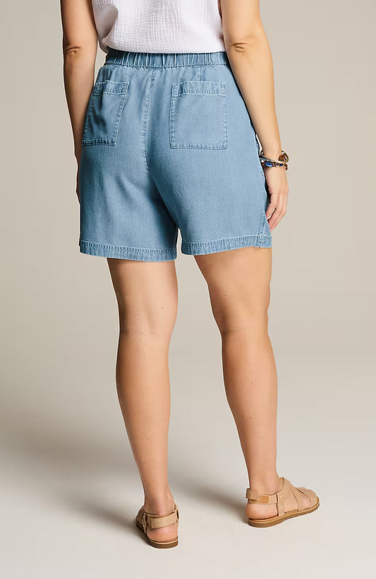 Indigo Tencel™ Lyocell Patch-Pocket Shorts