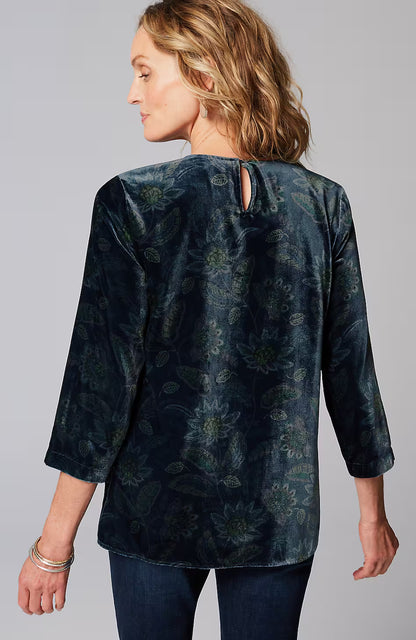 Printed-Velvet Top