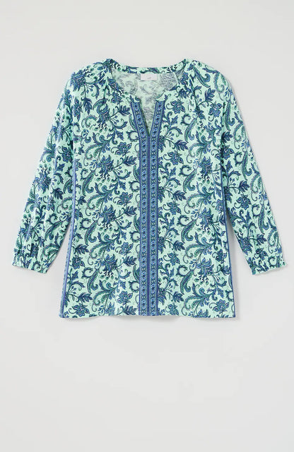 Border-Printed Floral Top