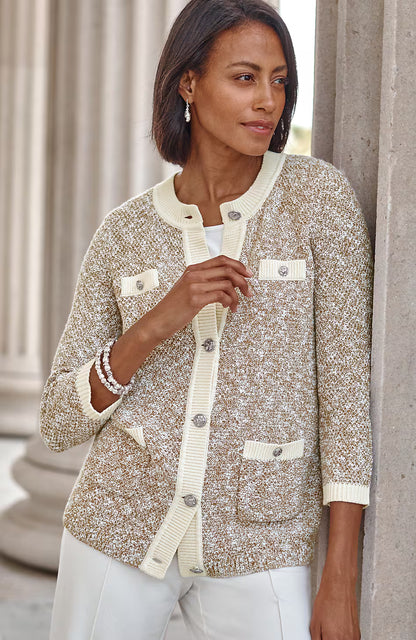 Wearever Contrast-Trimmed Sweater-Jacket
