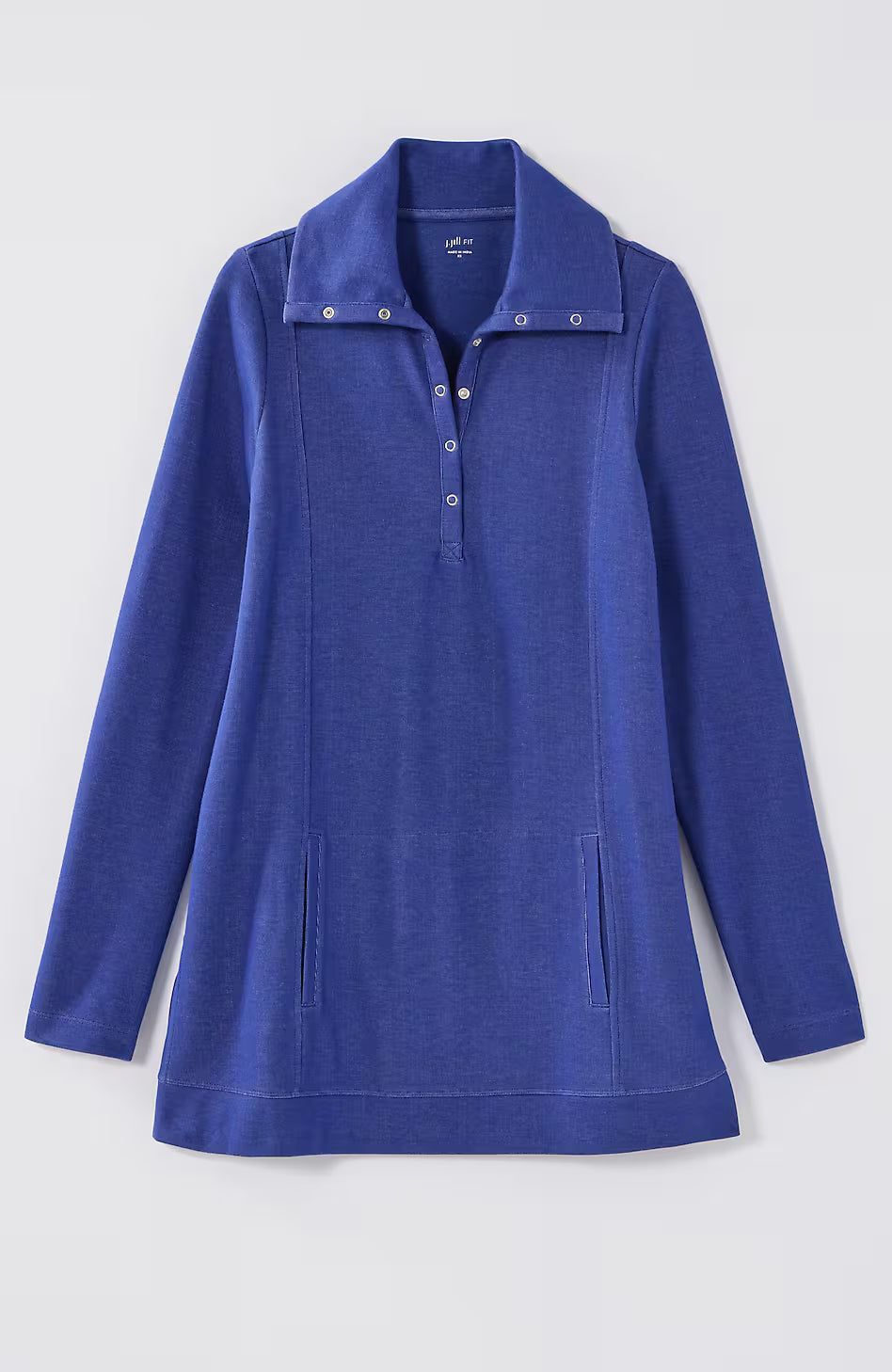 Fit Double-Knit Snap-Collared Tunic