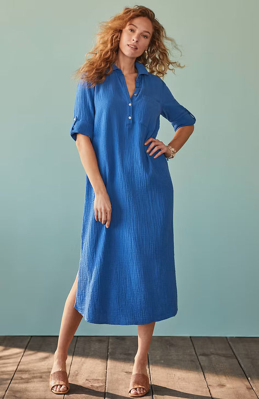 Cotton-Gauze One-Pocket Shirtdress