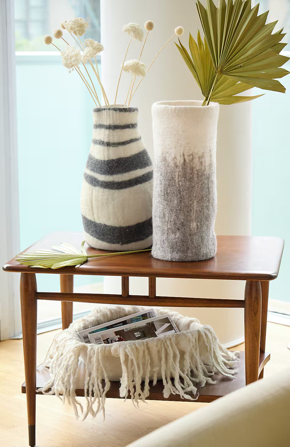 Elements Felt Frayed Round Bowl