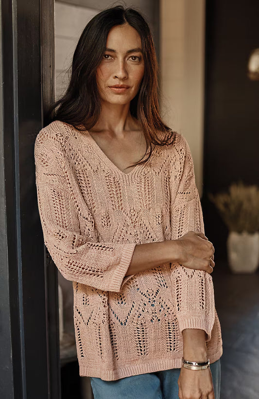 Pure Jill Open-Textured V-Neck Sweater