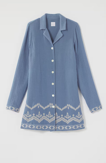 Pure Jill Cotton-Gauze Embroidered Duster Jacket