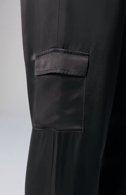 Straight-Leg Satin Cargo Pants