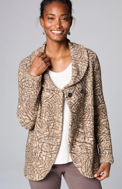 Pure Jill Curved-Front Printed Cardi