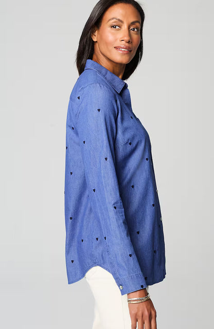 More Love Embroidered Heart Shirt