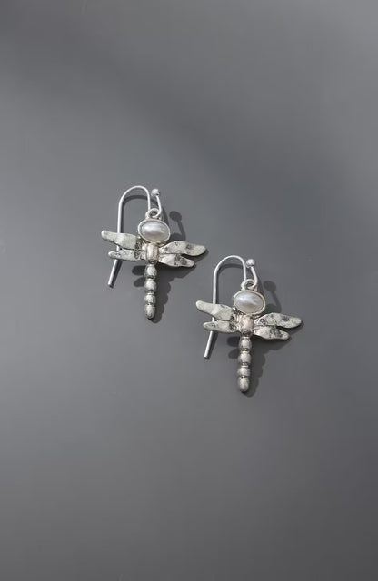 Silvertone Dragonfly Earrings