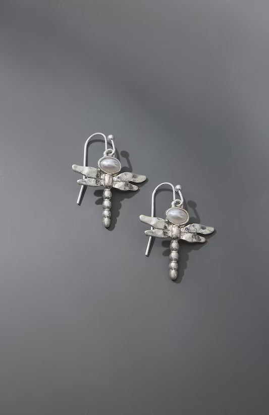 Silvertone Dragonfly Earrings