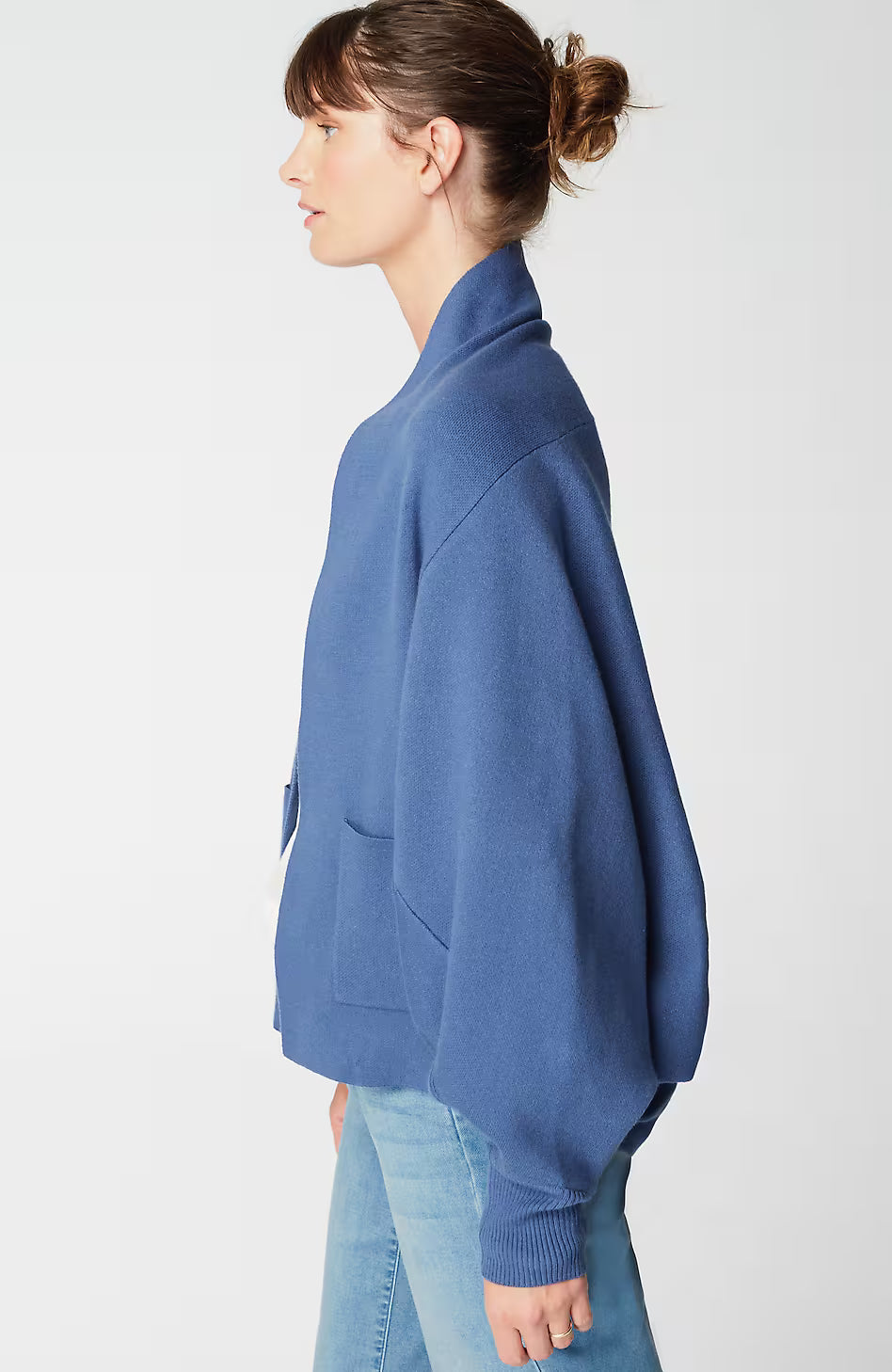 Pure Jill Double-Knit Dolman-Sleeve Cardi