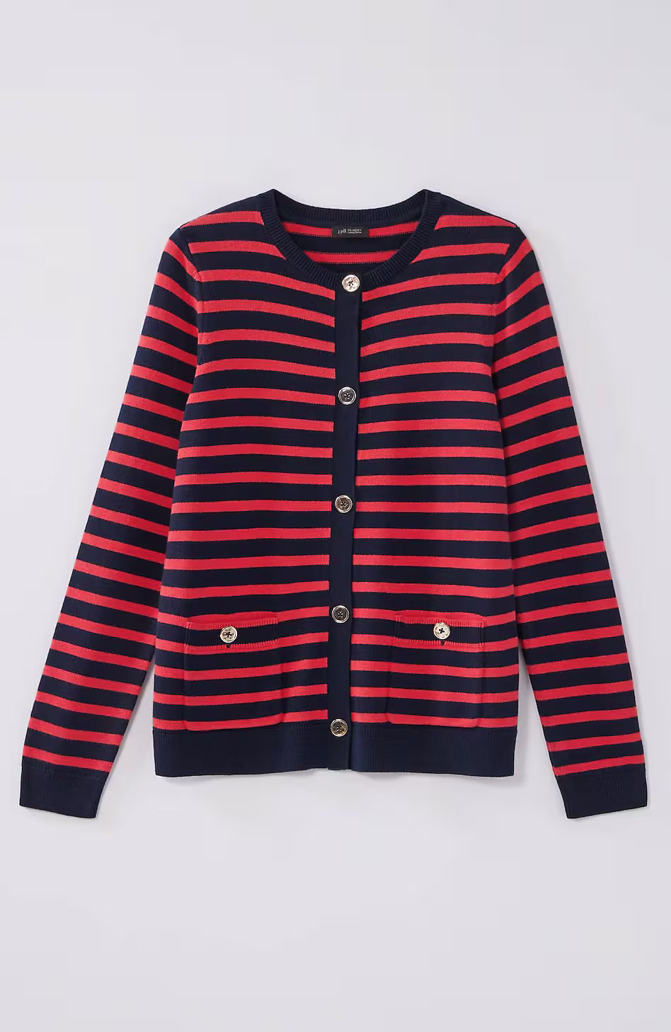 Wearever Button-Front Striped Cardi