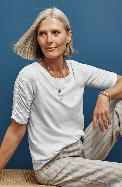 Ruched-Sleeve Top