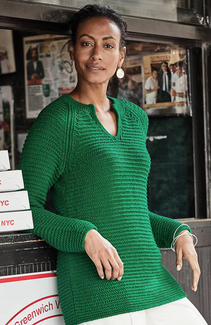 Wearever Textured Split-Neck Sweater