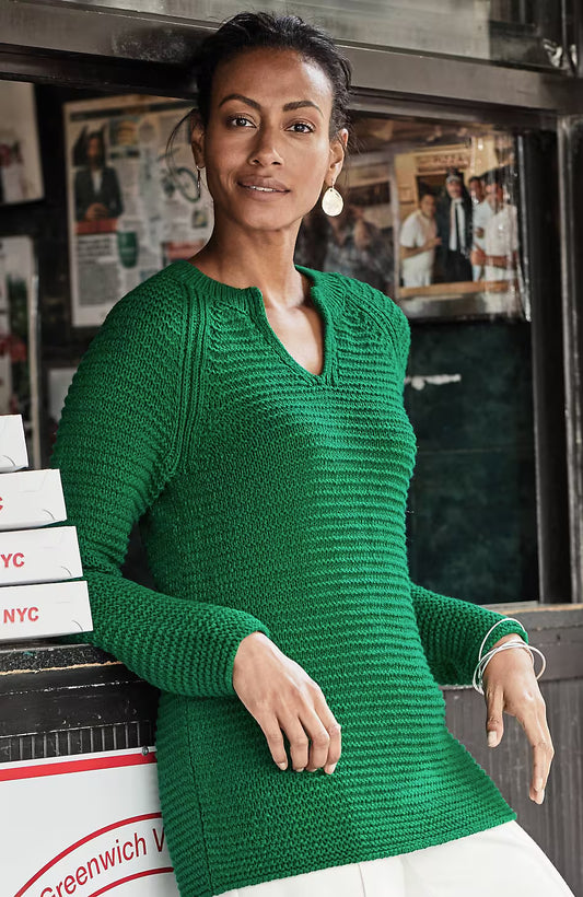 Wearever Textured Split-Neck Sweater