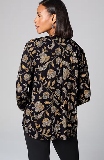 Printed Satin V-Neck Popover