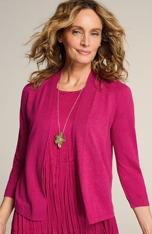 Fine-Textured-Seams Open-Front Cardi