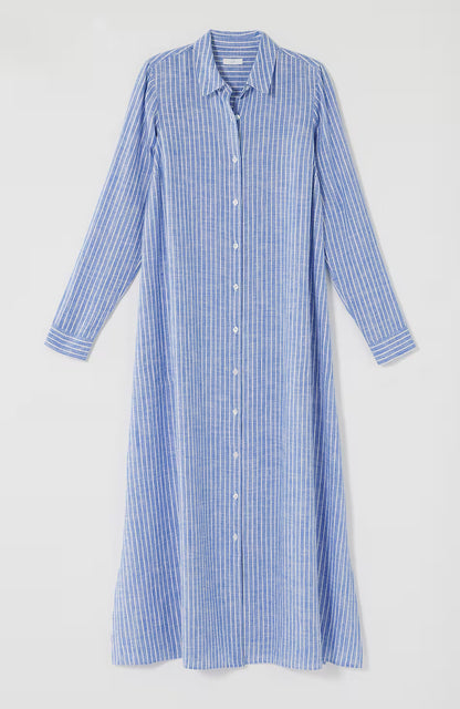 Linen-Blend Maxi Shirtdress