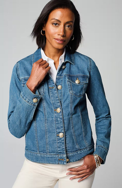 Button-Front Denim Jacket