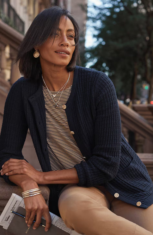 Wearever Textured Crew-Neck Cardigan