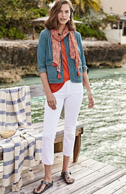 Curved-Hem Denim Jacket