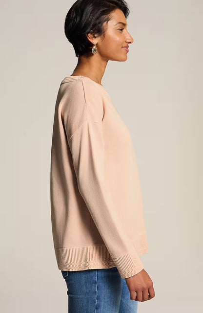 Sweater-Trimmed Garment-Dyed Pullover
