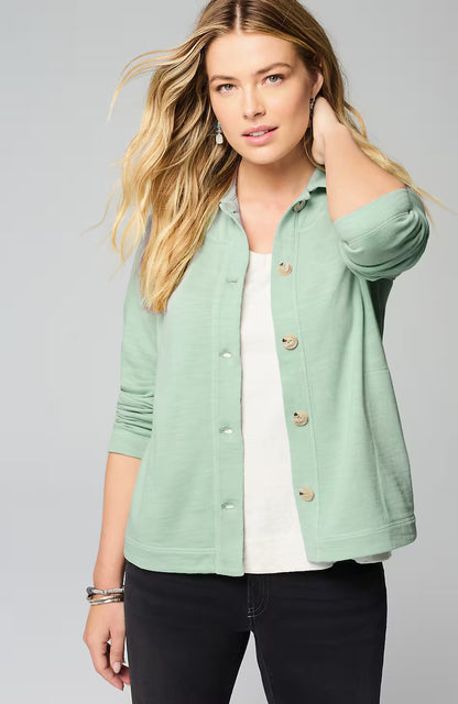 Pure Jill Tea-Dyed Button-Front Jacket