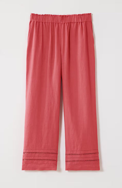 Linen-Trimmed Wide-Leg Crops