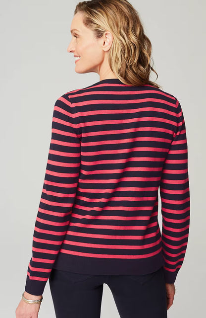 Wearever Button-Front Striped Cardi