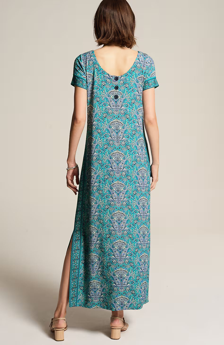 Button-Back Maxi Dress