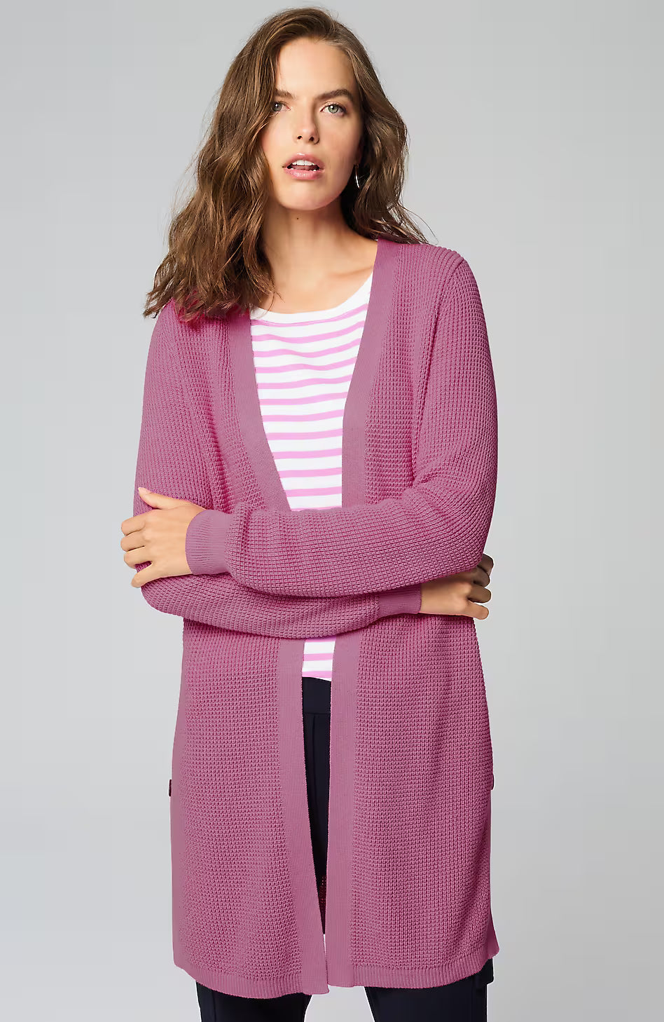 Textured Open-Front Cardi
