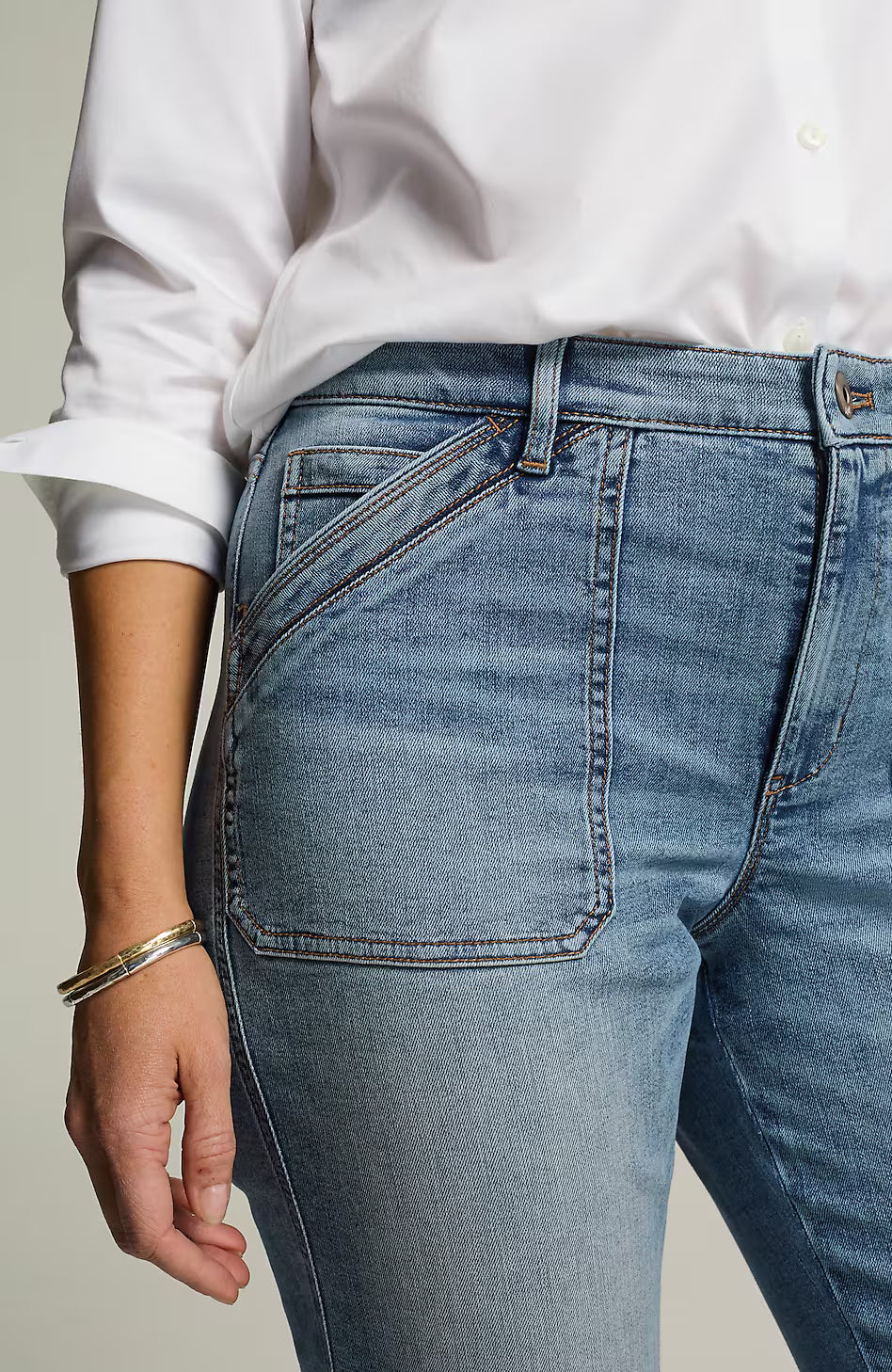 Curvy-Fit Patch-Pocket Jeans