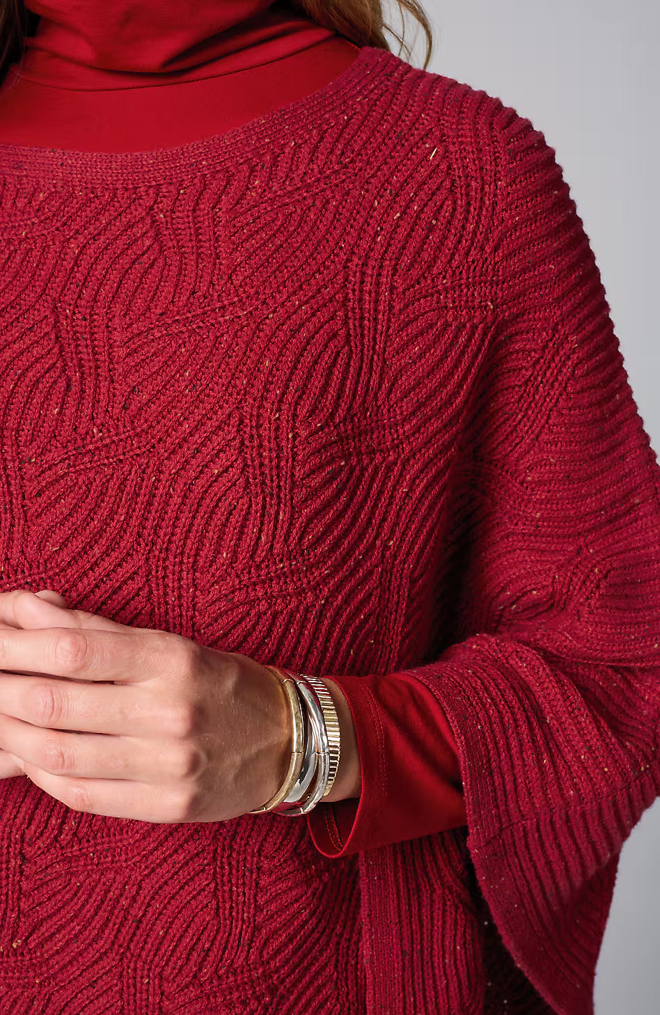 Asymmetric Knit Poncho