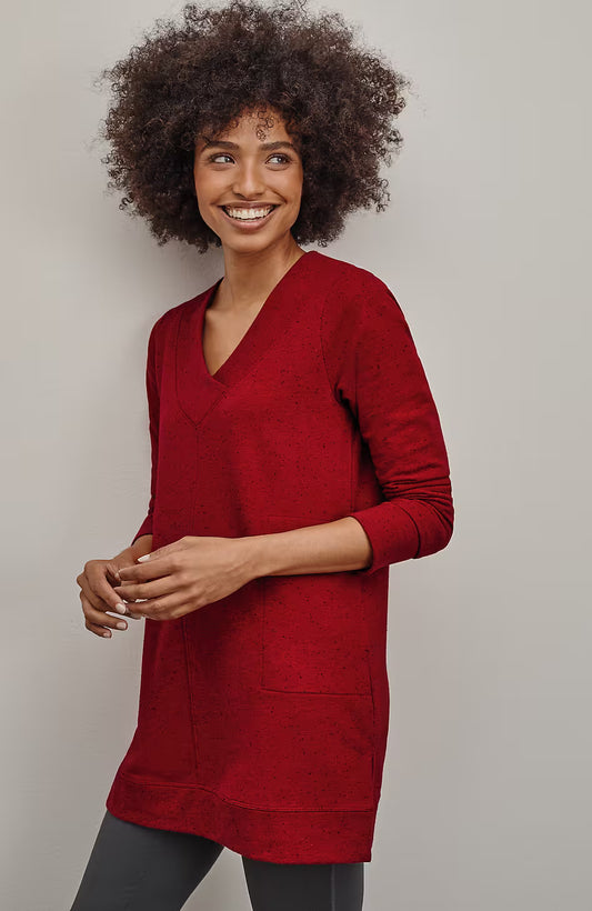 Fit Tweeded French Terry Side-Slit Tunic