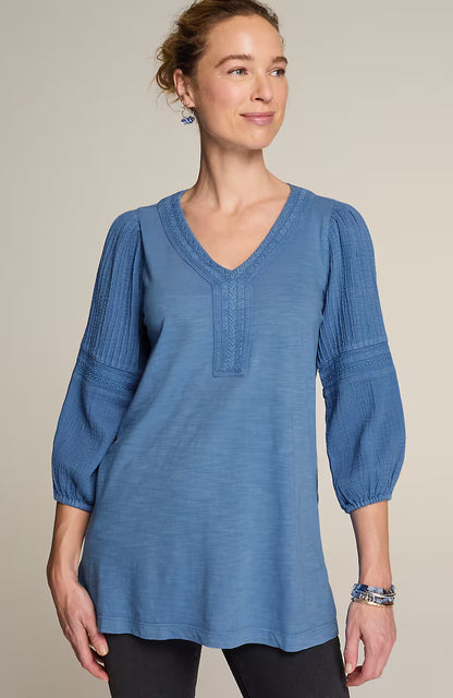 Pure Jill Mixed-Media Embroidered Tunic