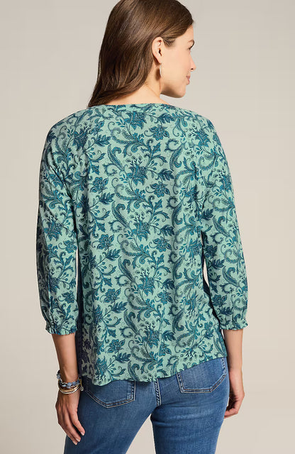 Border-Printed Floral Top