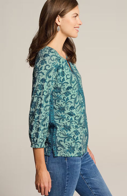 Border-Printed Floral Top