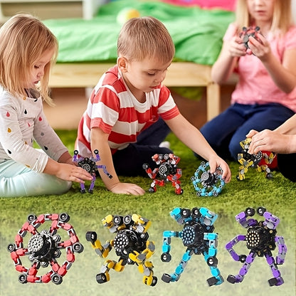 15pcs Jouets Fidget Spinner Transformables - Twister Mécanique en Spirale, Tour de Création, Jouets à Main pour Soulager le Stress, Cadeaux de Fête et d'Anniversaire, Pas Besoin de Piles, Design Joufflu avec Cœurs, Étoiles et Espaces Navals, Jouet Fidget