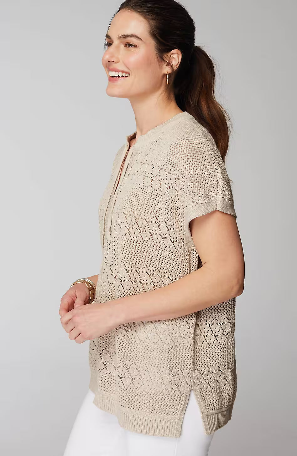 Pure Jill Open-Textured Sweater