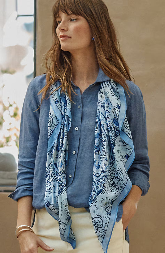 Silk Paisley Square Scarf