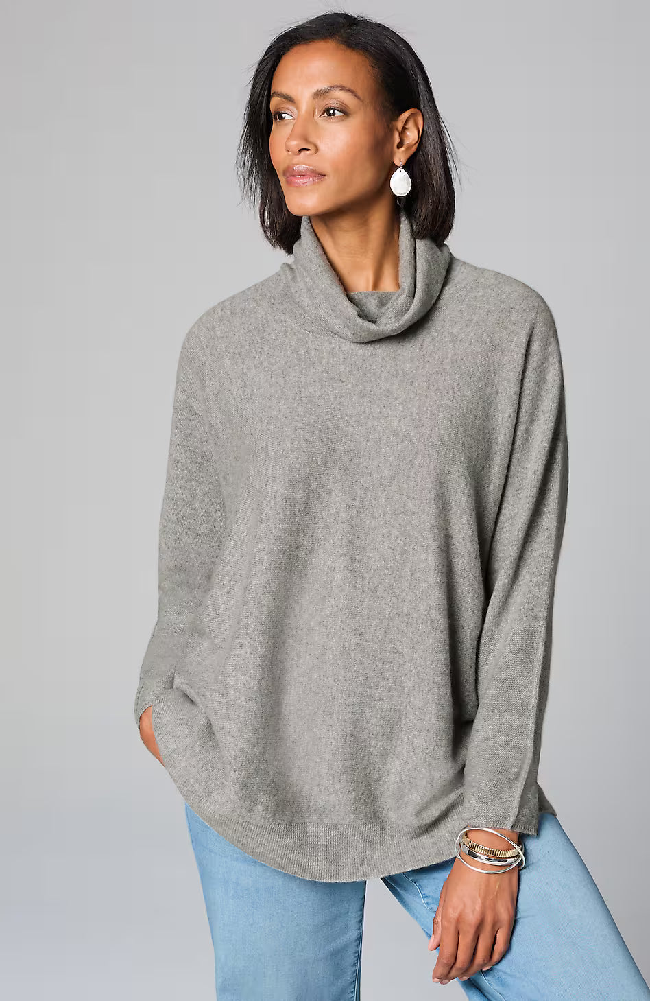 Pure Jill Scrunch-Neck Recycled-Cashmere Sweater