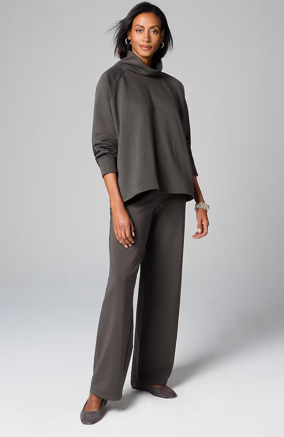 Pure Jill Fleece Stepped-Hem Top