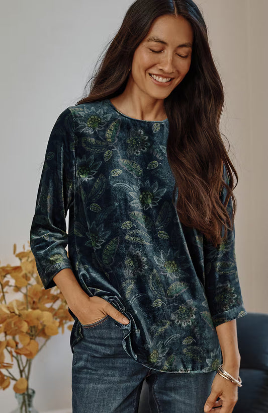Printed-Velvet Top