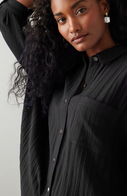 Pure Jill Relaxed Gauze Button-Front Top