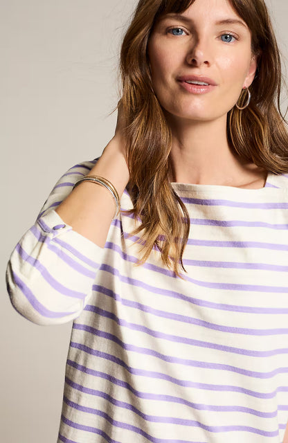 Striped Buttoned-Cuff Tee