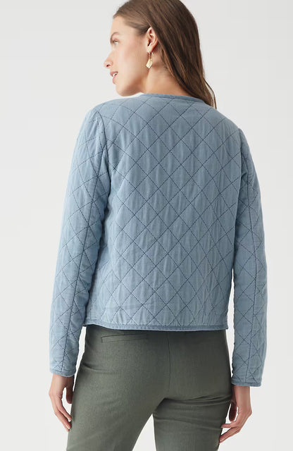 Diamond-Quilted Curved-Hem Jacket