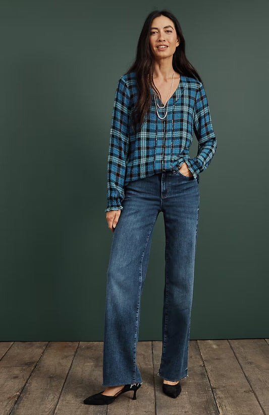 Fringe-Hem Wide-Leg Jeans