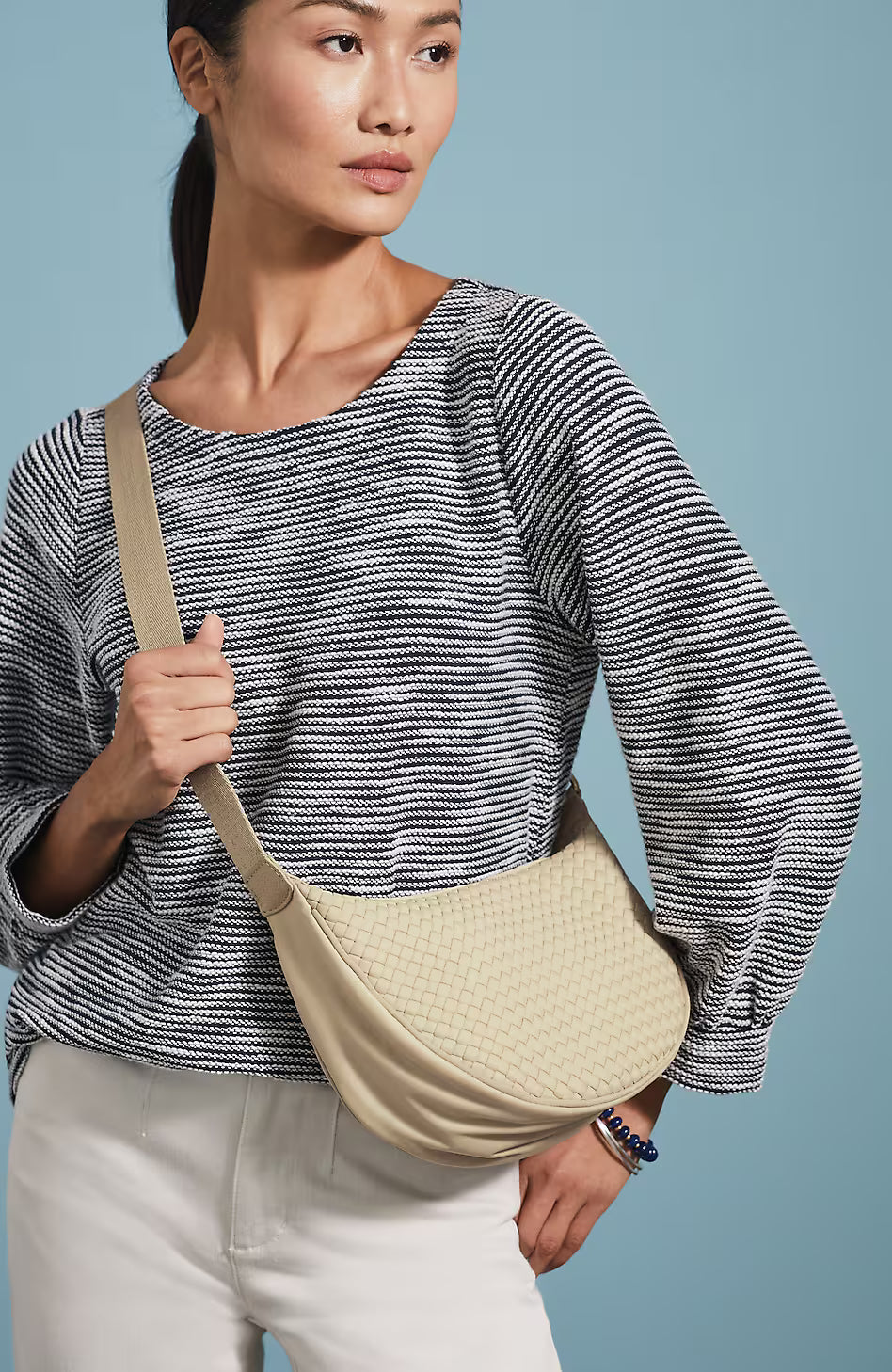 Woven Crescent Sling Bag